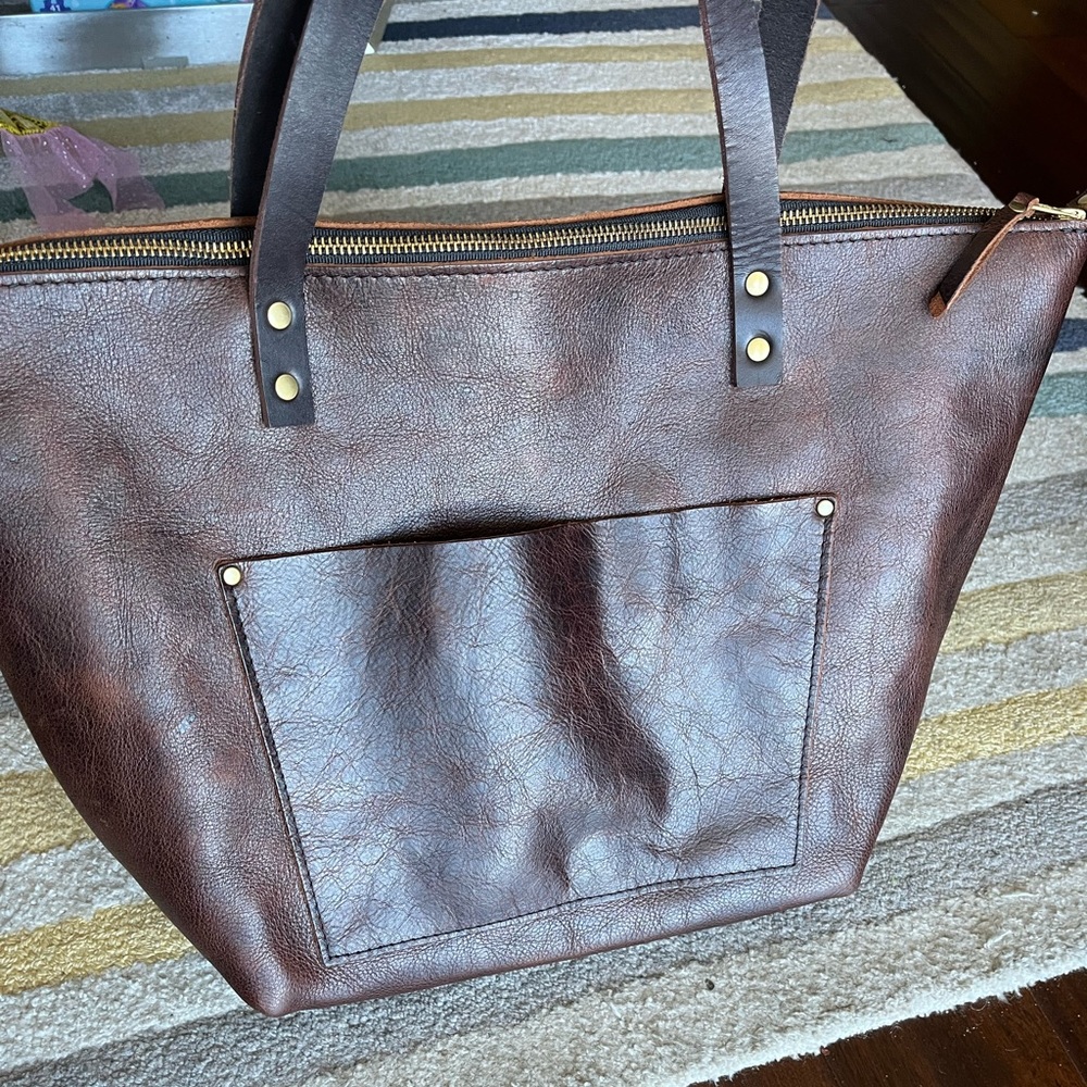 Portland Leather coldbrew large zip tote